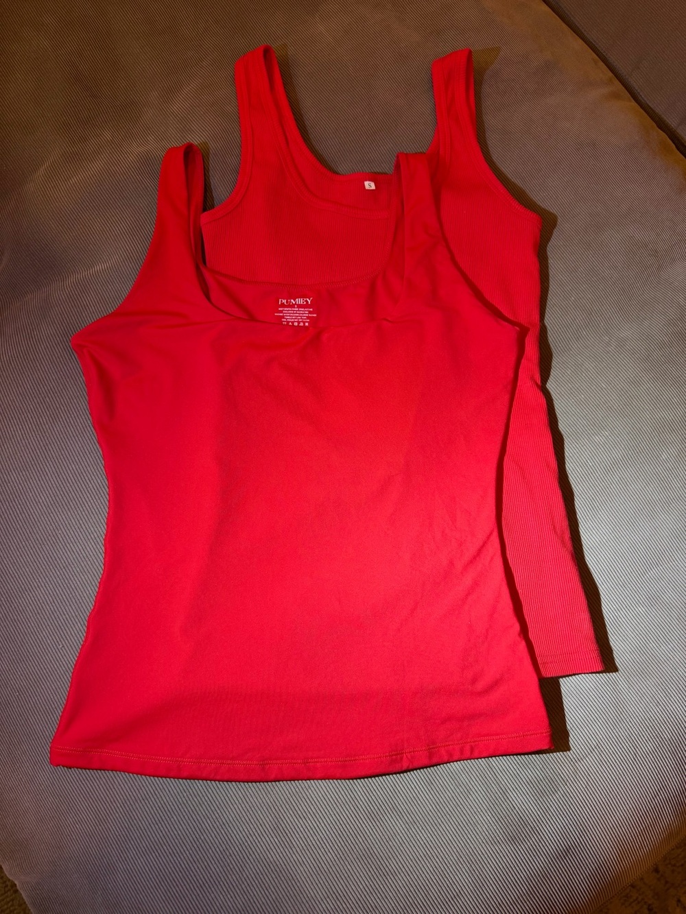 Red Women's Tank Tops - One Buttery soft, one ribbed.